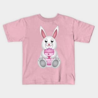 White bunny with pink Easter egg Kids T-Shirt